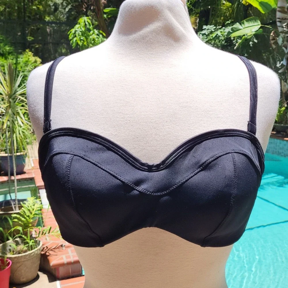 Panache Isobel Black Bikini Swimsuit Bra Removable Straps Balconette - 36D - Picture 1 of 9